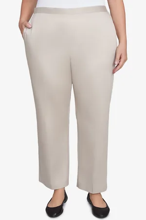 Alfred Dunner Plus Size Coming Up Roses Sateen Woven Average Length Pants