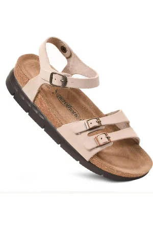 Aerothotic Whitney Open Toe Genuine Leather Platform Sandals with Adjustable Ankle Strap