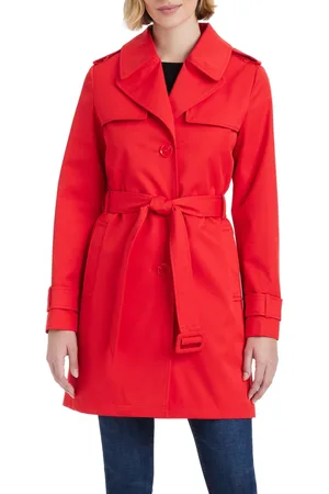 Kate Spade Women s Short Single-Breasted Pleated Back Trench Coat