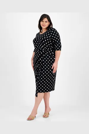 Connected Plus Size Printed Twisted-Side Midi Dress