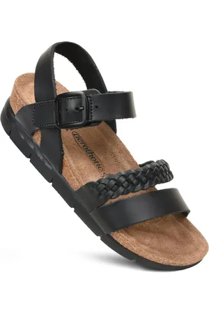 Aerothotic Quinn Comfortable Braided Leather Platform Sandals with Arch Support