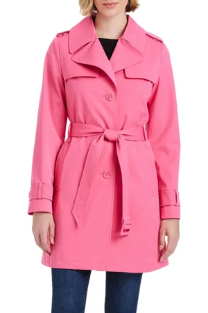 Kate Spade Women s Short Single-Breasted Pleated Back Trench Coat