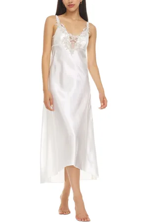 Flora By Flora Nikrooz Stella Satin Venise Trim Lingerie Nightgown