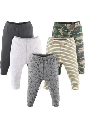 The Peanutshell Baby Boys Pants Set, 5 Pack, Camo & Dino - Grey/green/white
