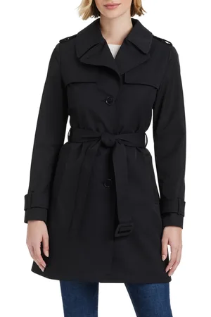 Kate Spade Women s Short Single-Breasted Pleated Back Trench Coat