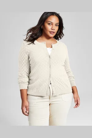 And Now This Trendy Plus Long-Sleeve Pointelle-Knit Cardigan, Exclusively at Macy