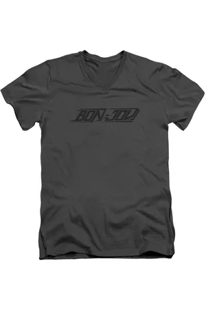 Bon Jovi Mens New Logo Short Sleeve Adult V Neck Premium Cotton Tee / T-Shirt