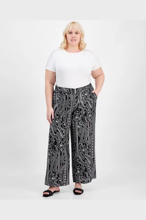 I.N.C. International Concepts Plus Size Floral-Print Wide-Leg Pants, Exclusively at Macy