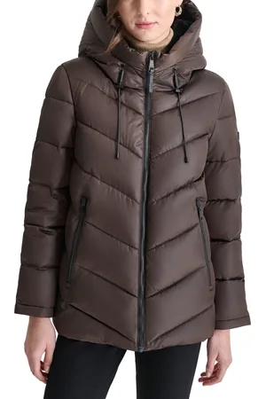 DKNY Active Womens Shiny Brown cheapest Puffer Coat L