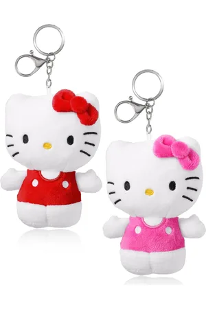 Hello Kitty Sanrio Red and Pink Plush Keychain Travel Giftable Set - Pink, red