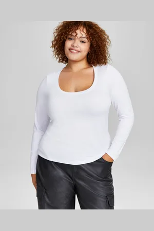 And Now This Trendy Plus Size Scoop-Neck Long-Sleeve Jersey Top, Created for Macy