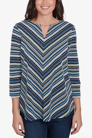 RUBY Petite Pebble Stripe Knit Three Quarter Sleeve Top