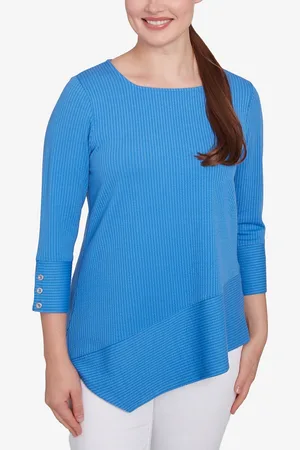 RUBY Petite Cable Stripe Ottoman Three Quarter Sleeve Top