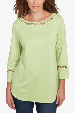 RUBY Petite Solid Stretch Jersey Three Quarter Sleeve Top