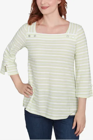 RUBY Petite Ribbon Stripe Laced Sleeve Top