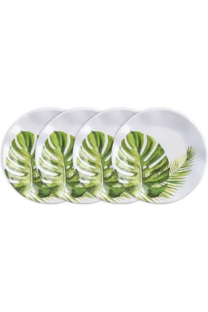 Dsquared2 Melamine Palm 5.5" Canape Plates, Set of 4 - White, Green