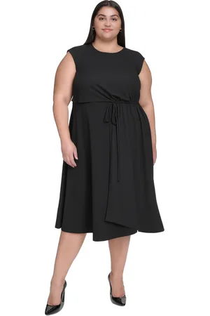 DKNY Plus Size Jewel-Neck Sleeveless Midi Dress