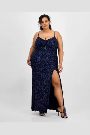 B Darlin Trendy Plus Size V-Neck Sleeveless Sequin Gown, Created for Macy