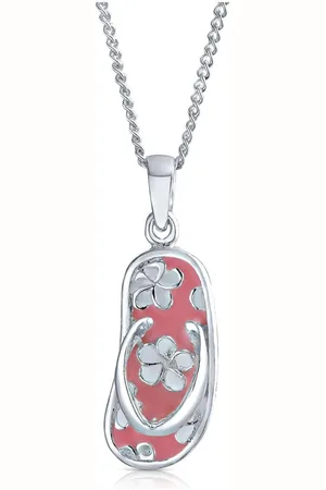 Bling Jewelry Nautical Flip Flop Pendant Necklace in Pink Sterling Beach Sandal