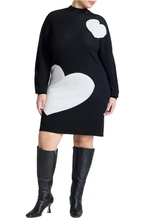 Eloquii Plus Size Heart Intarsia Mini Dress
