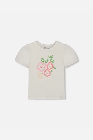 Deux par Deux Big Girls Cotton Tee With Puff Sleeve