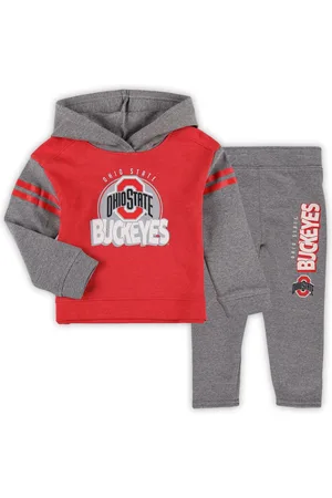 Outerstuff Girls Toddler Ohio State Buckeyes Clubhouse Pullover Hoodie and Legging Set - Scarlet, Heather Gray