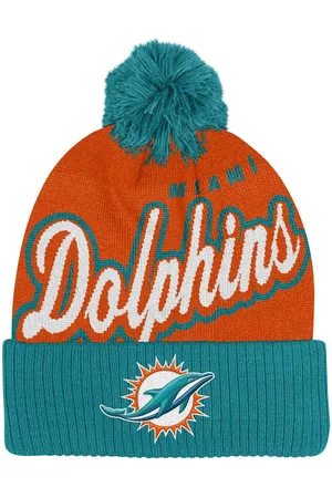 Outerstuff Big Boys and Girls Orange/Aqua Miami Dolphins Pro-Sport Jacquard Cuffed Knit Hat with Pom - Orange, Aqua