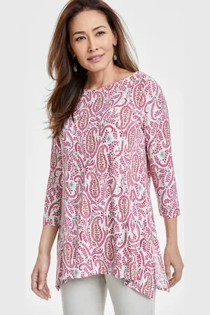 Jm Collection Petite Paisley-Print Vented-Hem Tunic, Exclusively at Macy