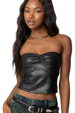 Edikted Womens Myleigh Faux Leather Corset