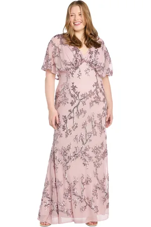 R & M Richards Plus Size Sequinned Mesh Evening Gown