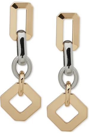 Karl Lagerfeld Two-Tone Faceted Geometric Linear Drop Earrings