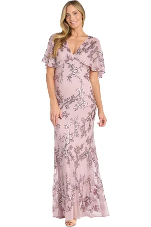 R & M Richards Petite Sequinned Mesh Evening Gown