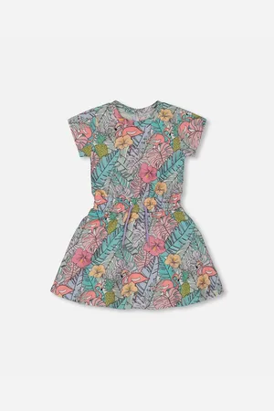 Deux par Deux Big Girls Printed French Terry Dress