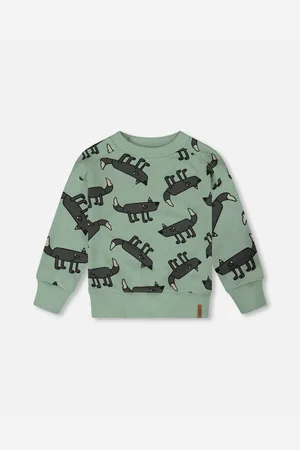 Deux par Deux Big Boys Printed Pullover French Terry Sweatshirt