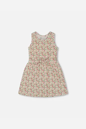 Deux par Deux Big Girls Printed Ribbed Dress With Waist Tie