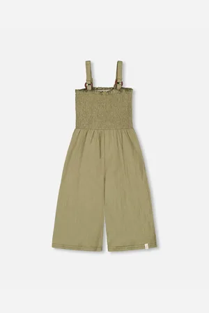 Deux par Deux Big Girls Smocked Crinkle Jersey Jumpsuit