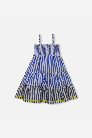 Deux par Deux Big Girls Smocked Seersucker Peasant Dress
