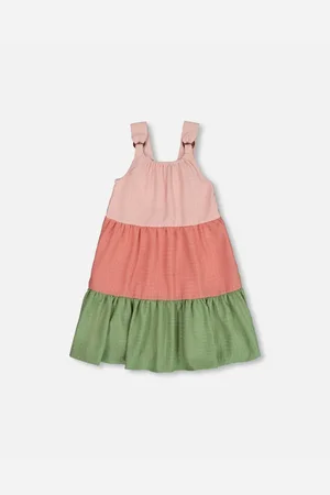 Deux par Deux Big Girls Tiered Color Block Peasant Dress