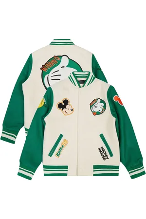 Freeze Max Big Boys and Girls Mickey Mouse Cream/Kelly Green Mickey Friends Winning Go Team Full-Zip Varsity Jacket - Cream, Kelly Green