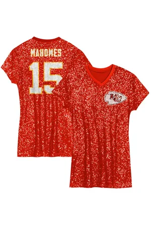 Outerstuff Big Girls Patrick Mahomes Kansas City Chiefs Sequin Player Name Number V-Neck Dress
