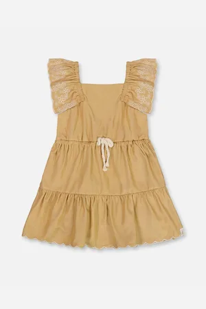 Deux par Deux Big Girls Chambray Dress With Embroidery
