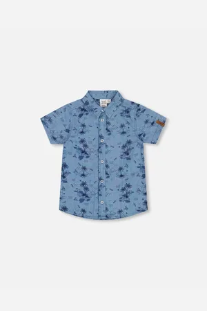 Deux par Deux Big Boys Printed Chambray Short Sleeve Shirt