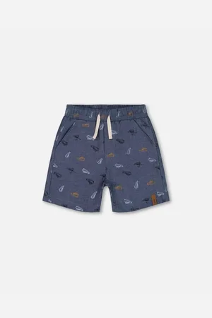 Deux par Deux Big Boys Printed Chambray Short Gray, White And Tan - Gray, white and tan