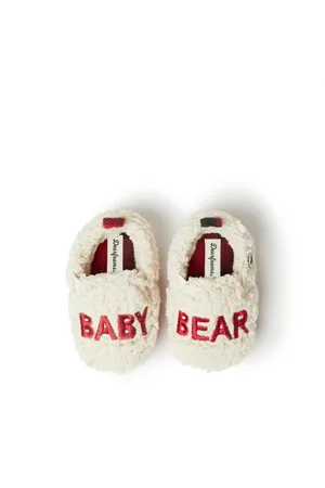 Dearfoams Baby Boys Buffalo Check Bear Closed Back Slipper