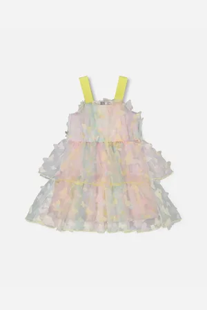 Deux par Deux Big Girls Tiered Printed Mesh Dress