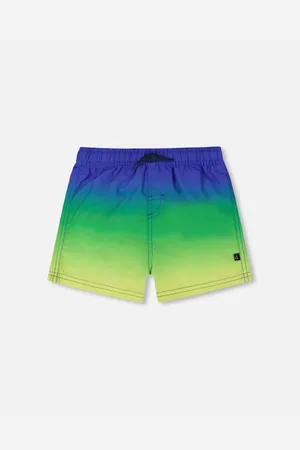 Deux par Deux Boys Swim Trunks Blue, Green, And Lime Gradient - Blue, green, and lime gradient