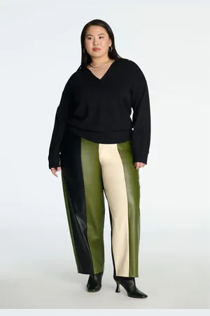 Eloquii Plus Size Colorblocked Faux Leather Pant