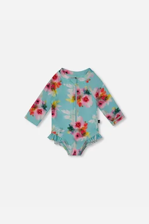 Deux par Deux Baby Girls Printed One-Piece Rashguard With Frills