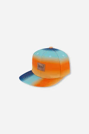 Deux par Deux Baby Boys Printed Cap Navy Blue, Turquoise, And Orange - Navy blue, turquoise, and orange
