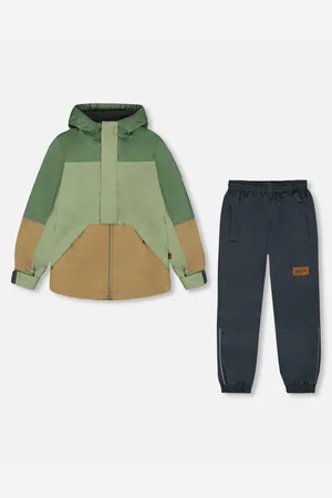 Deux par Deux Baby Boys Two-Piece Mid-Season Outerwear Set Pale Green, Sage, Tan, And Gray - Pale green, sage, tan, and gray